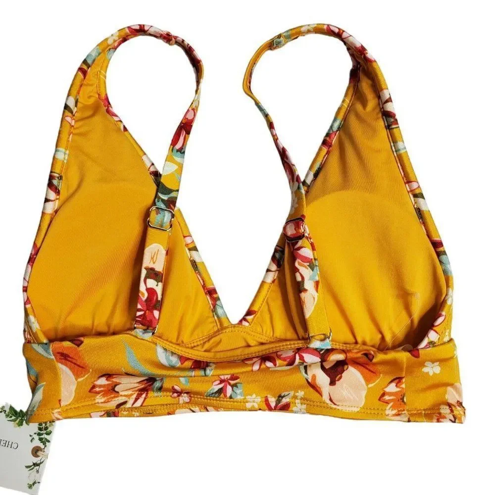 Chelsea & Violet Floral 2 Piece Swimsuit Size xs Bikini Top Side Tie Hipster - Picture 4 of 11